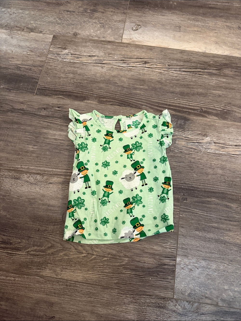 Girls' Green St. Patrick's Day Ruffle Sleeve Top